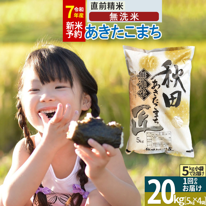 【ふるさと納税】【無洗米】※R７新米予約※ 秋田県産 あきたこまち 20kg (5kg×4袋) 令和7年産 お米 新米