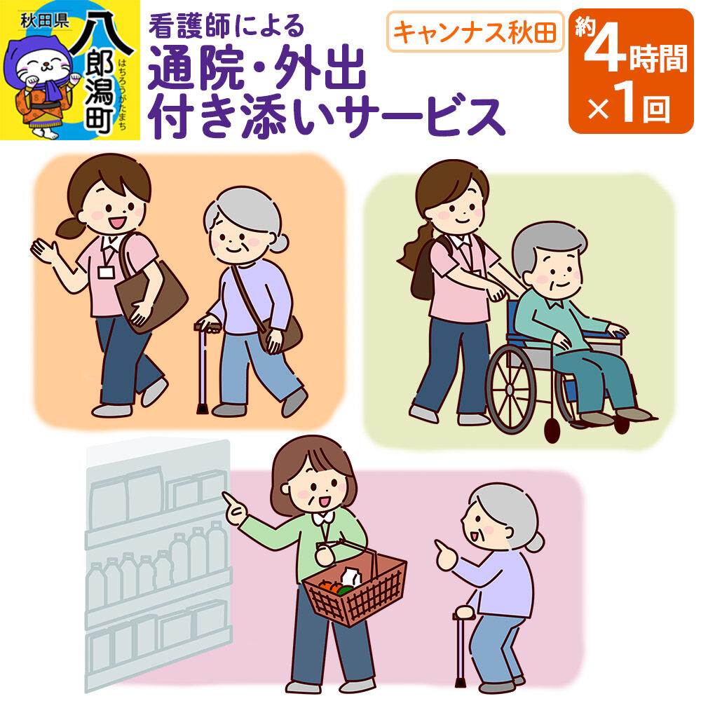 【ふるさと納税】付き添い 看護師による通院・外出付き添いサービス 1回 約4時間 レターパックライトでお届け 八郎潟 [通院支援 外出支援 付き添い 付添 付添い 看護師 病院受診 入退院 冠婚葬祭]
