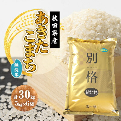 【ふるさと納税】令和7年産 あきたこまち 無洗米 30kg(5kg&times;6袋)【配送不可地域：離島・沖縄県】【1666265】｜秋田県大潟村