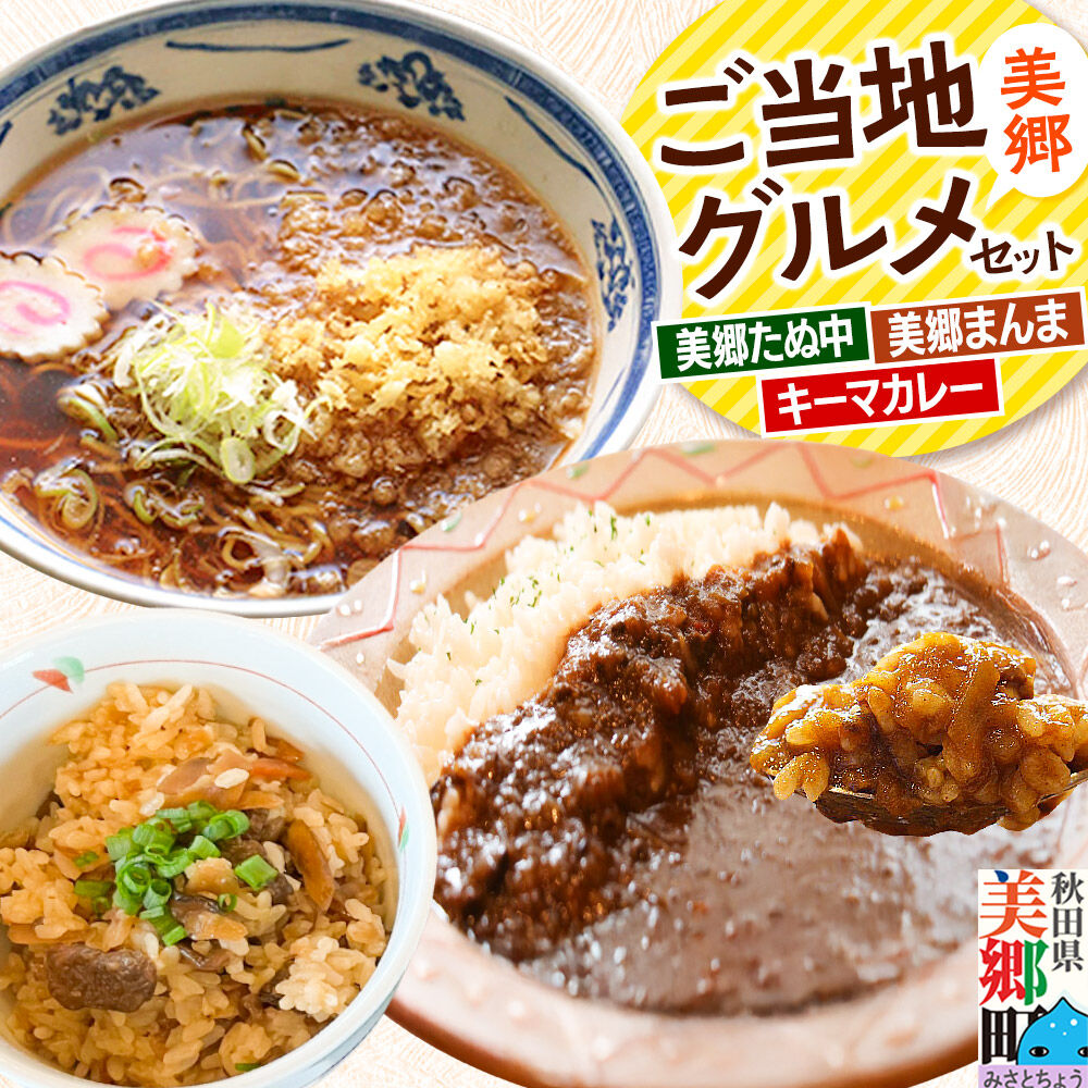 【ふるさと納税】美郷ご当地グルメセット（キーマカレー、美郷たぬ中、みさとまんま（まぜごはんの素）） [カレー キーマカレー レトルト 中華麺 まぜごはん]