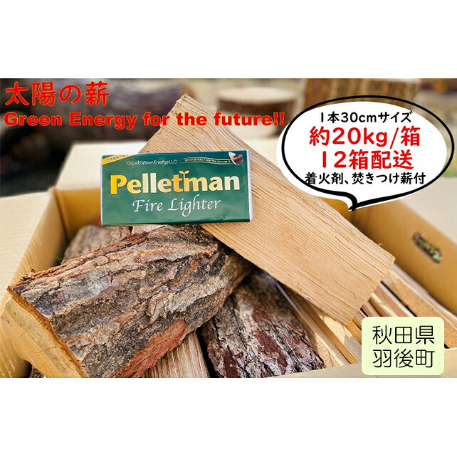【ふるさと納税】薪ストーブ初心者から上級者まで納得！太陽の薪　12箱配送 植物 まき