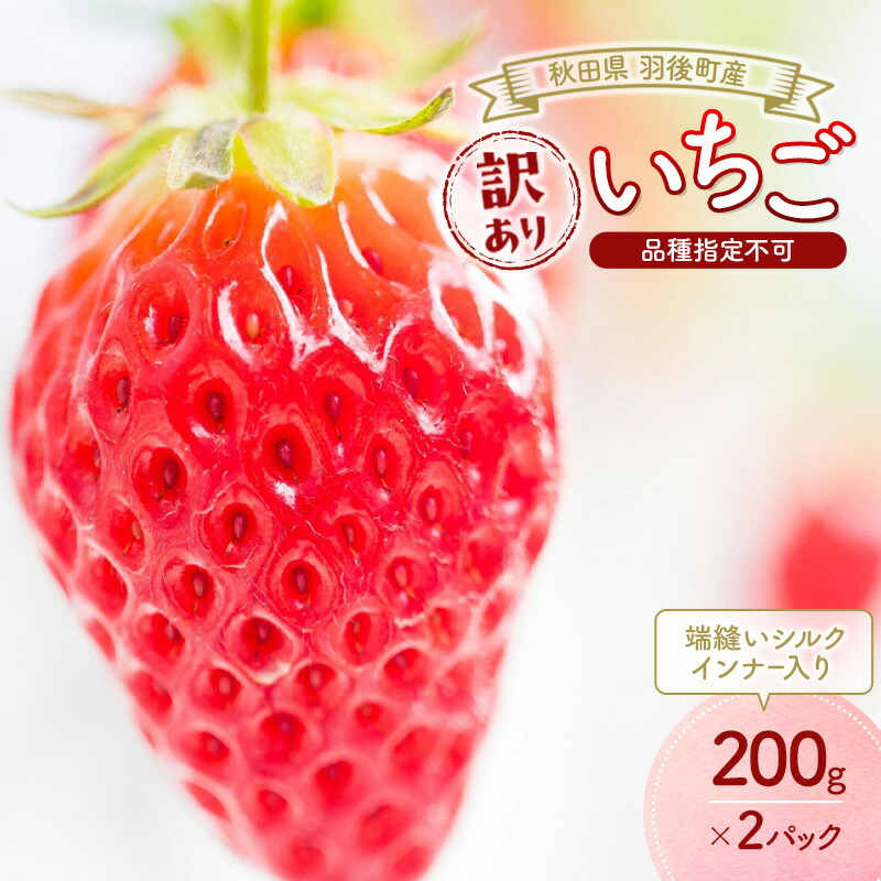 【ふるさと納税】秋田県 羽後町産 訳あり いちご 400g（200g×2）端縫いシルクインナー入り 品種指定不可【 いちご 苺 イチゴ フルーツ 果物 紅ほっぺ 章姫 かおり野 よつぼし 】　お届け：2026年1月下旬～6月上旬 13,090円