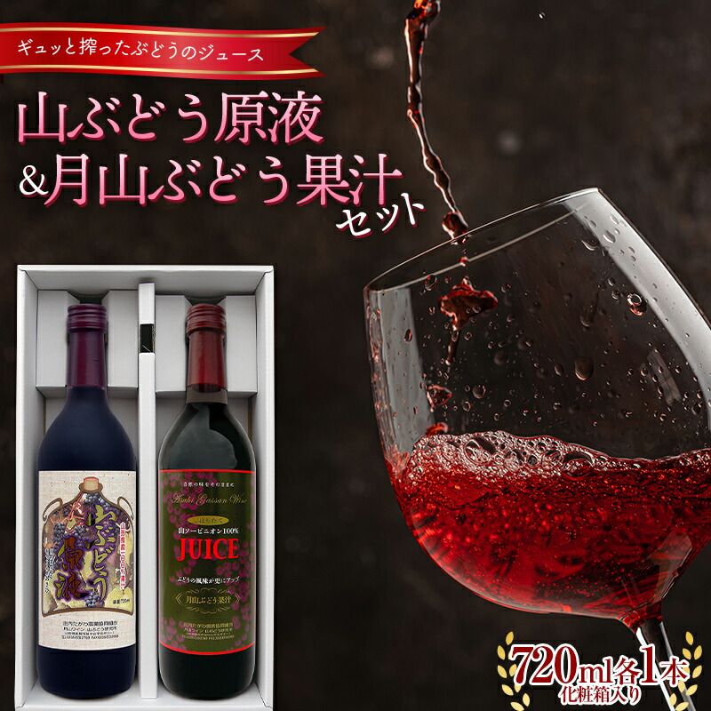 【ふるさと納税】 山ぶどう原液・月山ぶどう果汁セット （720ml 各1本） 化粧箱入り F2Y-5572