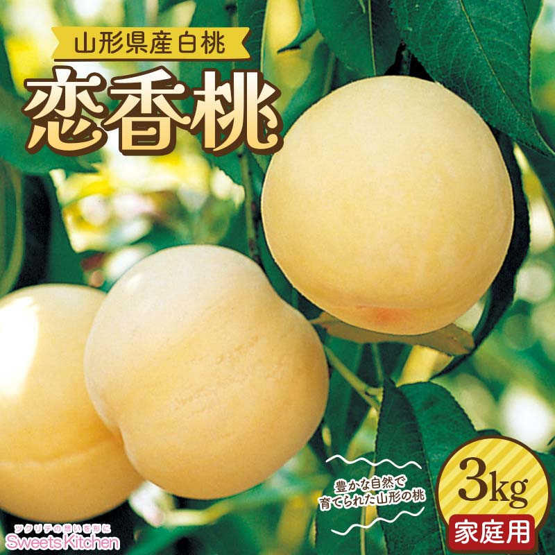 【ふるさと納税】 ≪2026年先行予約≫【スイーツキッチン】家庭用 山形県産 白桃 恋香桃(れんかとう) 約3kg(15~20玉前後) 硬め 2026年7月中旬から順次発送 F2Y-6279|山形県