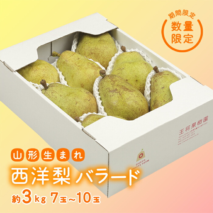【ふるさと納税】《先行予約 2025年度発送》【王将果樹園】西洋梨バラード3kg 洋梨 なし ナシ 梨 デザート フルーツ 果物 くだもの 果実 食品 山形県 FSY-0062