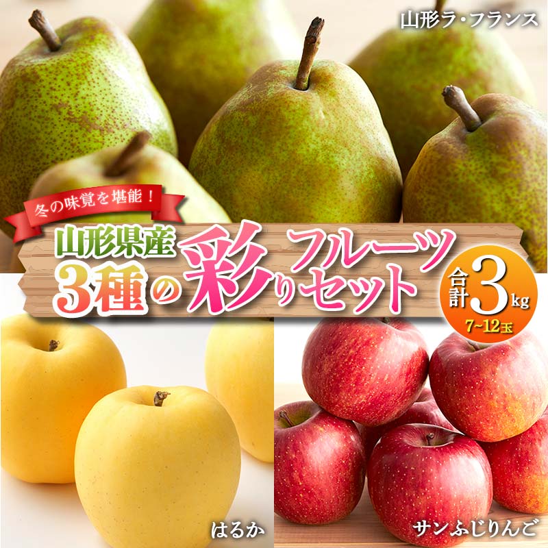 【ふるさと納税】 《先行予約 2026年度発送》冬の味覚を堪能！3種類の彩りフルーツセット りんご リンゴ 林檎 デザート フルーツ 果物 くだもの 果実 食品 山形県 FSY-0136