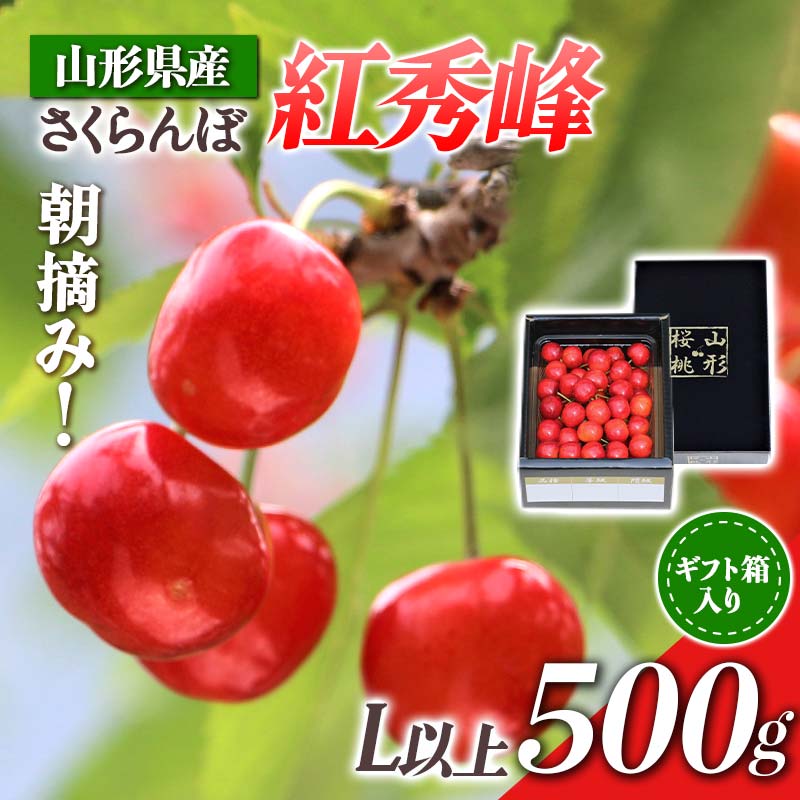 【ふるさと納税】【先行受付 令和7年度発送】山形県産 朝摘みさくらんぼ 紅秀峰500g ギフト箱入り FSY-0346