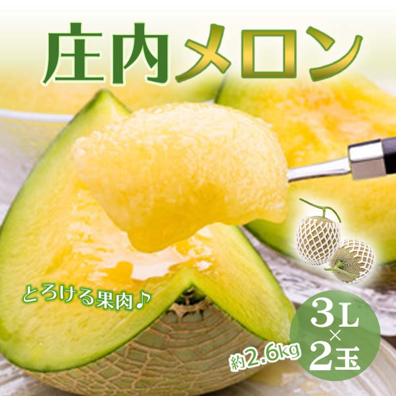 【ふるさと納税】《先行予約 2025年度発送》庄内メロン 2玉3L 約2.6kg 青肉メロン メロン 青肉 デザート フルーツ 果物 くだもの 果実 食品 山形県 FSY-0500