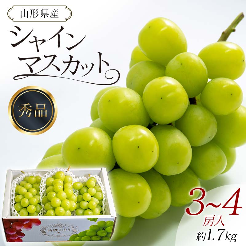 【ふるさと納税】【先行予約 2025年度発送】シャインマスカット 3～4房入 約1.7kg マスカット ぶどう ブドウ 葡萄 デザート フルーツ 果物 くだもの 果実 食品 山形県 FSY-0738