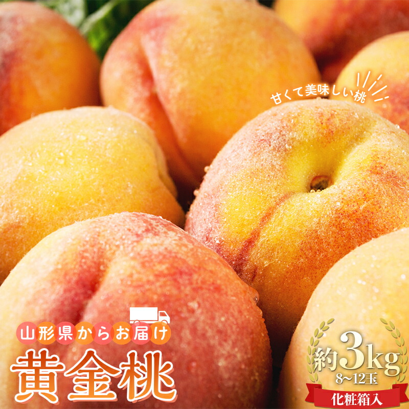 【ふるさと納税】【先行予約 2025年度発送】山形県産 黄金桃 約3kg 8～12玉 もも モモ 桃 デザート フルーツ 果物 くだもの 果実 食品 山形県 FSY-0741