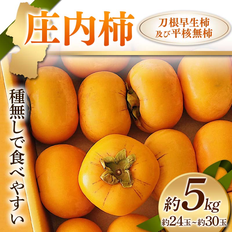 【ふるさと納税】《先行予約 2025年度発送》庄内柿 種無しで食べやすい 刀根早生柿及び平核無柿 約5kg 約24玉～約30玉 柿 かき デザート フルーツ 果物 くだもの 果実 食品 山形県 FSY-1914