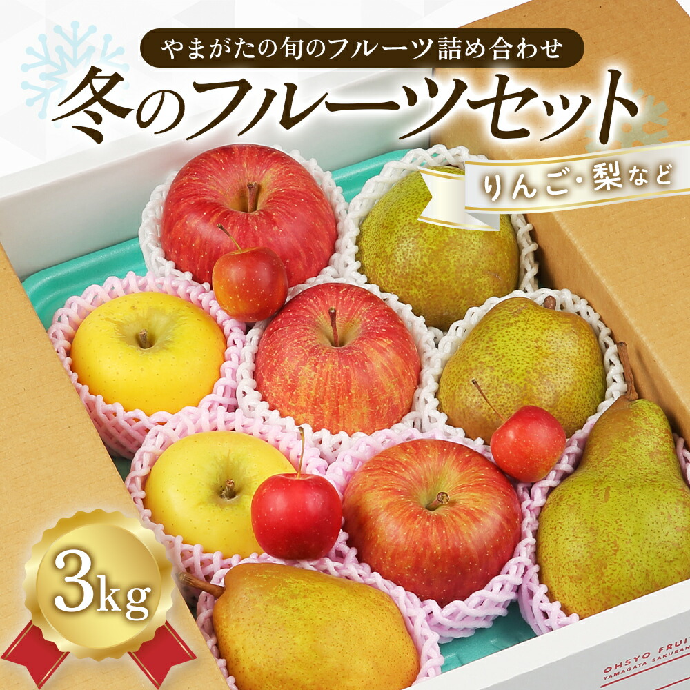 【ふるさと納税】《先行予約 2026年度発送》冬のフルーツセット3kg りんご リンゴ 林檎 デザート フルーツ 果物 くだもの 果実 食品 山形県 FSY-1897