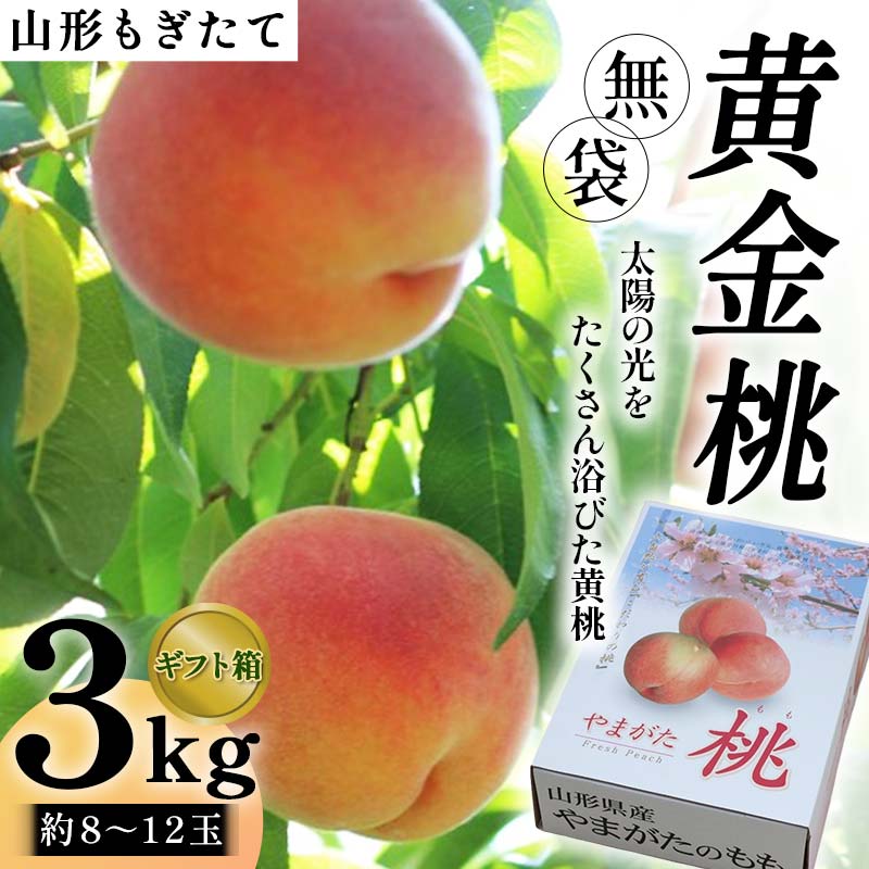 【ふるさと納税】 【先行受付 令和8年度発送】山形もぎたて『黄金桃』(無袋)約3kg ギフト箱入り FSY-2539|山形県