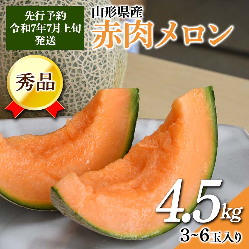 【ふるさと納税】 《先行予約 令和7年7月上旬発送》山形県産 赤肉メロン 4.5kg以上 (約3～6玉入り) FSY-2191
