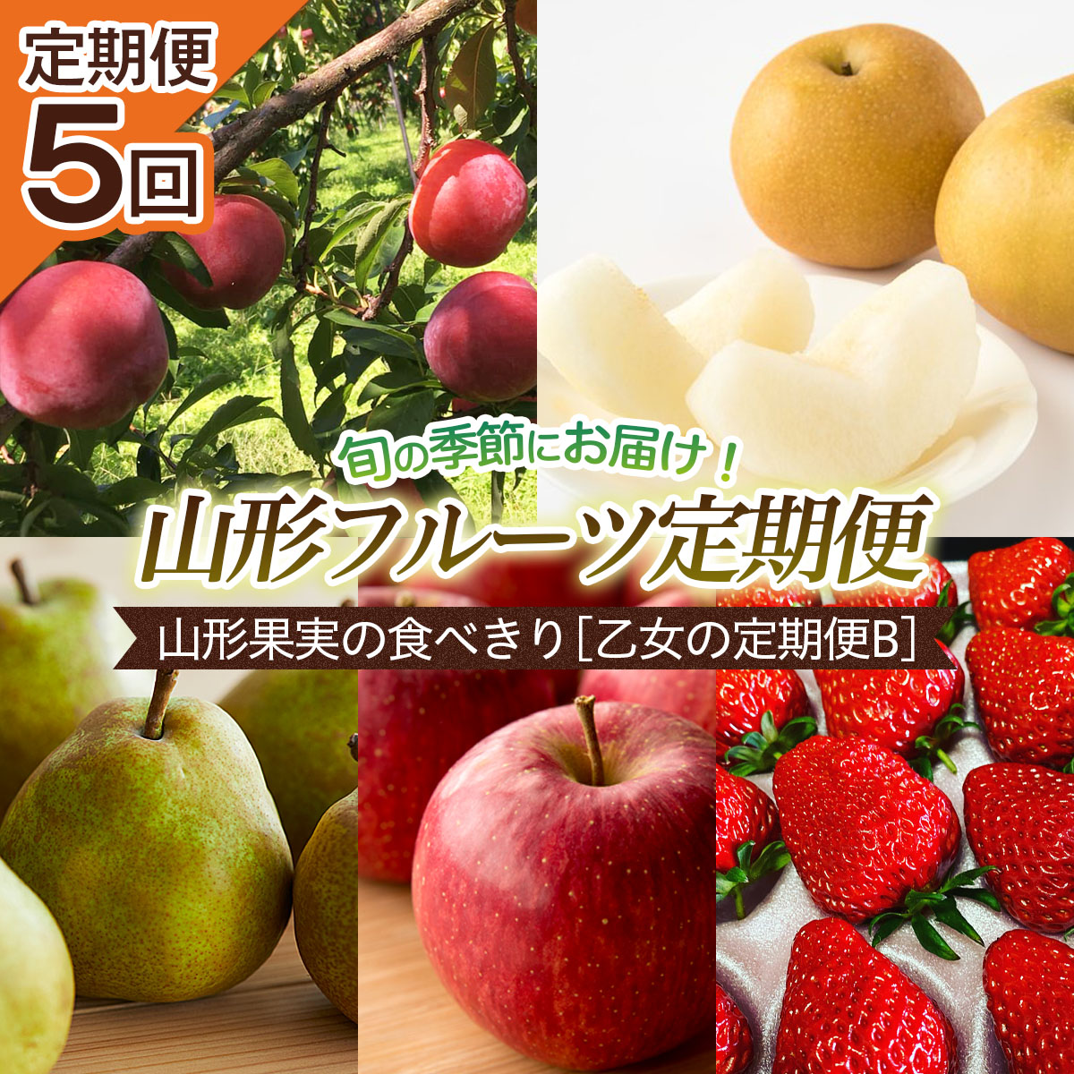 【ふるさと納税】【定期便5回】山形果実の食べきり[乙女の定期便B] 【令和7年産先行予約】FU22-949くだもの 果物 フルーツ 山形 山形県 山形市 お取り寄せ 2025年産