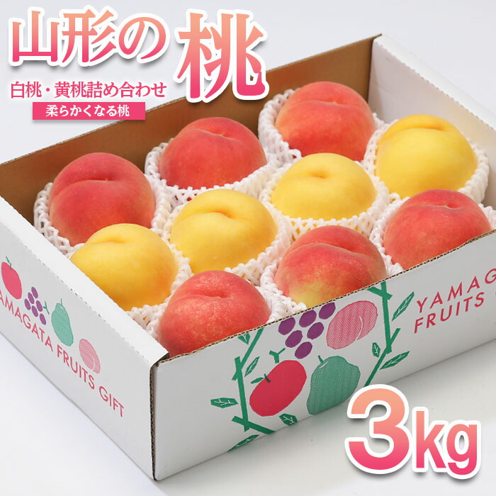 【ふるさと納税】山形の桃 3kg(6～12玉)[白桃・黄桃詰め合わせ(柔らかくなる桃)] 【令和7年産先行予約】FU22-048 フルーツ くだもの 果物 お取り寄せ 先行予約
