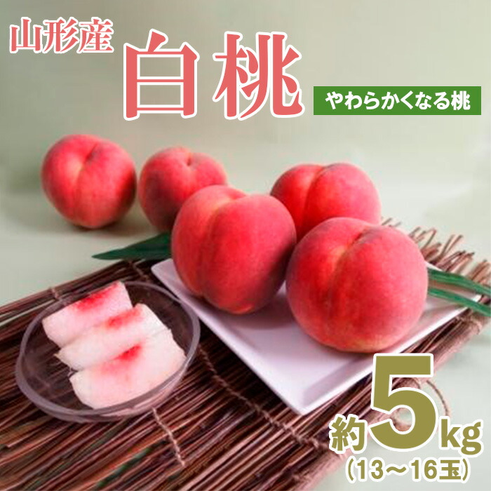 【ふるさと納税】山形産白桃約5kg(13～16玉)[やわらかくなる桃] 【令和7年産先行予約】FU19-328くだもの 果物 フルーツ 山形 山形県 山形市 お取り寄せ 2025年産