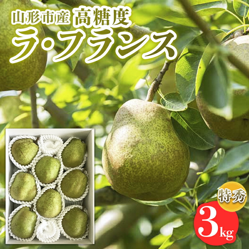 【ふるさと納税】山形市産【高糖度ラフランス】特秀品 3kg (6～10玉) 極上フルーツ  洋梨 山形 【令和7年産先行予約】FS24-821