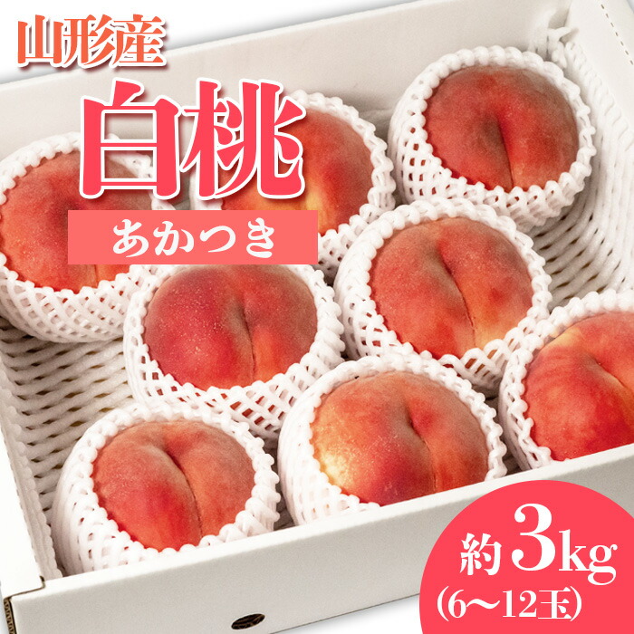 【ふるさと納税】やまがたの桃(白桃) あかつき 秀品 約3kg(6～12玉程度) 【令和7年産先行予約】FS23-810 くだもの 果物 フルーツ 山形 山形県 山形市 2025年産