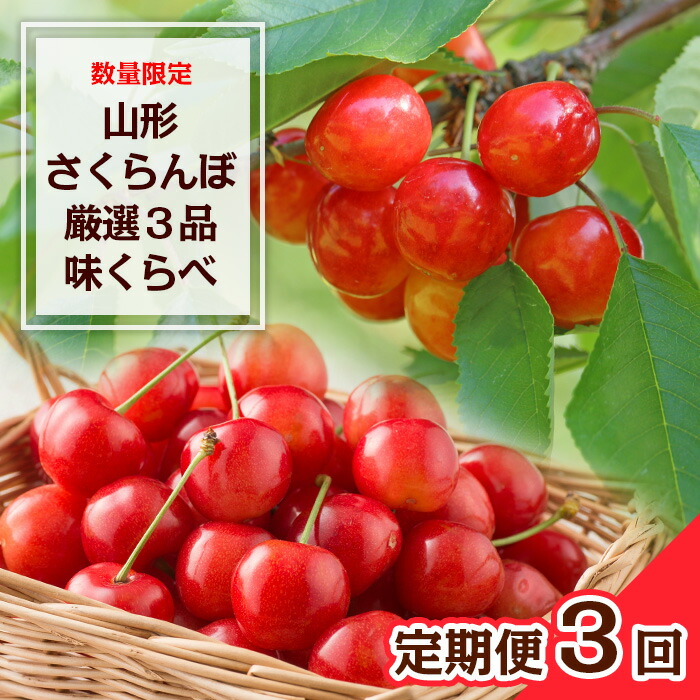 【ふるさと納税】【定期便3回】数量限定 山形さくらんぼ 厳選3品味くらべ 【令和8年産先行予約】FS23-865 くだもの 果物 フルーツ 山形 山形県 山形市 2026年産