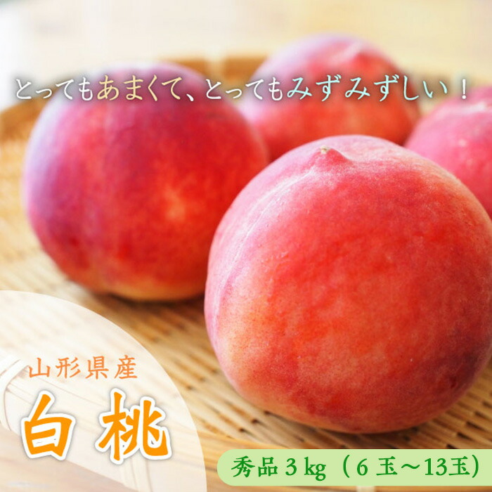 【ふるさと納税】山形市産 白桃 [柔らかくなる桃] 秀品 約3kg (6玉～13玉) 【令和7年産先行予約】FU23-573 くだもの 果物 フルーツ 山形 山形県 山形市 2025年産
