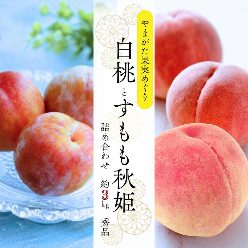 【ふるさと納税】やまがた果実めぐり &mdash;白桃と秋姫&mdash; 約3kg 秀品【令和8年産先行予約】FS25-090｜山形県山形市