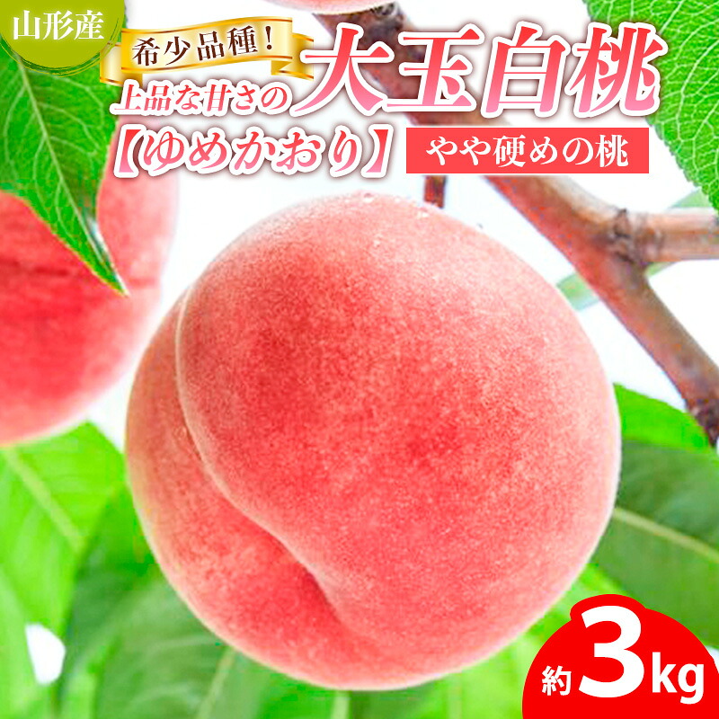 【ふるさと納税】希少品種！！上品な甘さの大玉白桃【ゆめかおり】約3kg [やや硬めの桃] 【令和8年産先行予約】 FS25-650 くだもの 果物 フルーツ 山形 山形県 山形市 お取り寄せ 2026年産｜山形県山形市