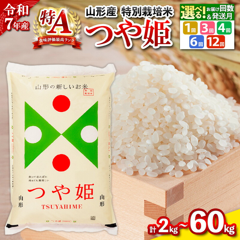 【ふるさと納税】令和7年産 つや姫 特別栽培米 2kg 5kg ★高評価★4.6 定期便 お届け回数が選べる 配送回数が選べる 山形産 特別栽培米 1回 3回 4回 6回 12回 お試し 小容量 パック 山形 お取り寄せ 送料無料 発送回数 選べる 精米 ブランド米 山形市 山形県