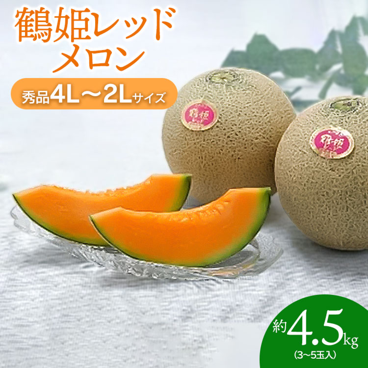 【ふるさと納税】【令和7年産先行予約】鶴姫レッドメロン(赤肉)秀品4L～2L 約4.5kg(3玉～5玉) K-743 | 山形県 鶴岡市 返礼品 フルーツ 果物 くだもの お取り寄せ グルメ 赤肉メロン めろん 特産品 名産品 国産 果実