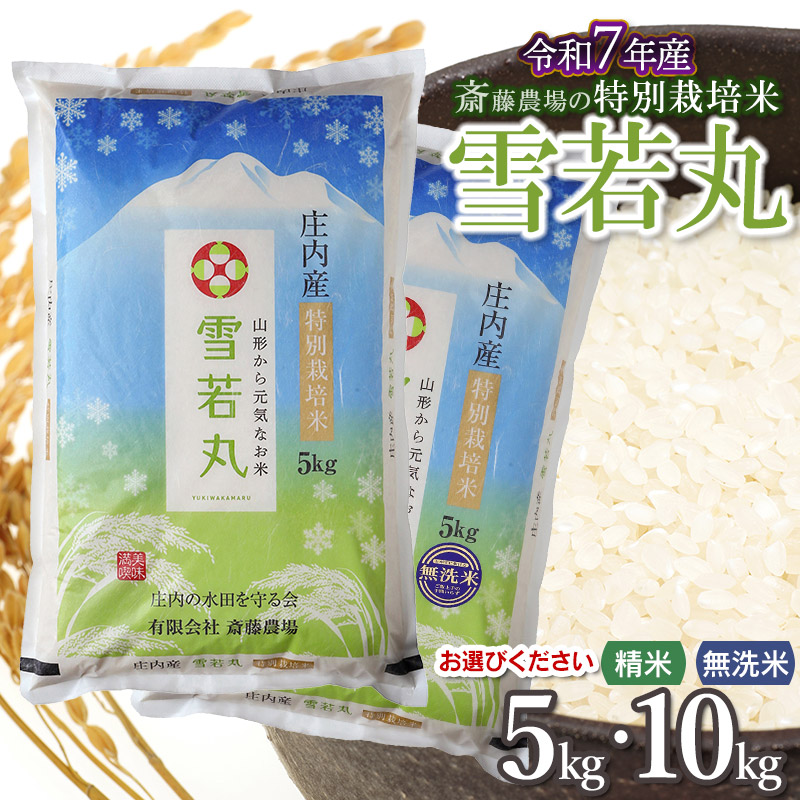 【ふるさと納税】【令和7年産先行予約】斎藤農場の特別栽培米 雪若丸 選べる！【5kg・10kg】精米・無洗米【1回配送】