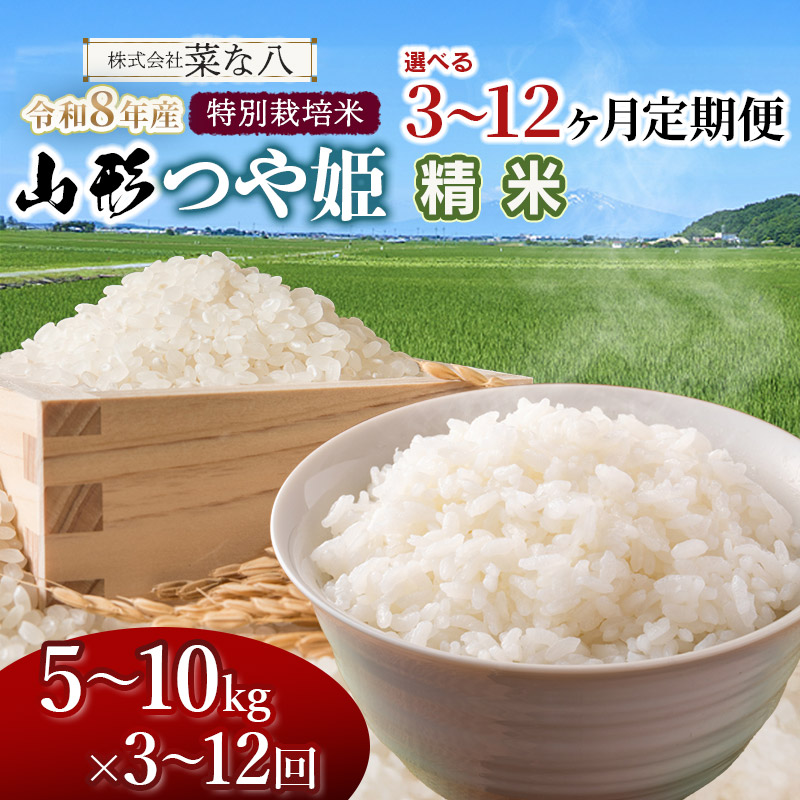 【ふるさと納税】【令和8年産先行予約】特別栽培米 山形つや姫【精米】 定期便　お選びください［5kg～10kg／3～12ヶ月］ ごはんソムリエ監修　一等米　2026年｜山形県鶴岡市