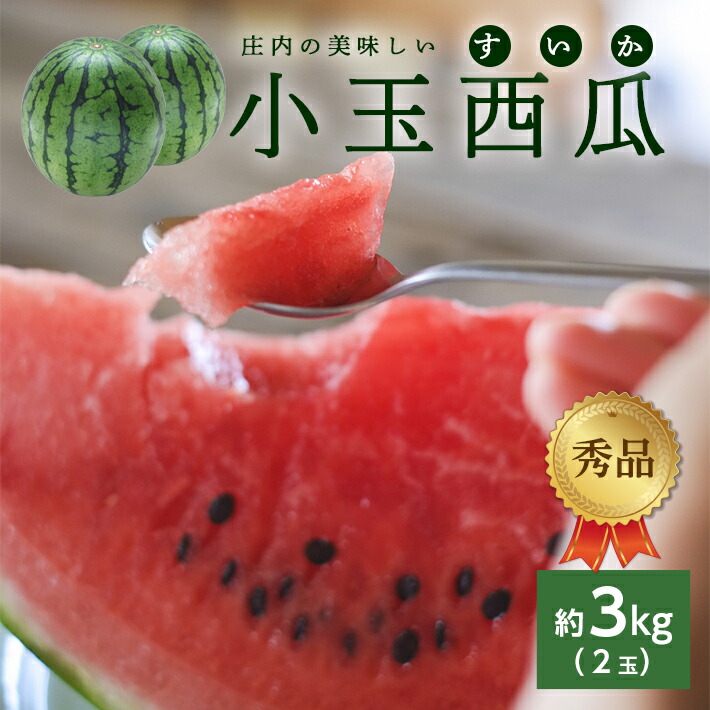 【ふるさと納税】庄内の美味しい小玉西瓜 秀品 2玉 約3kg 7月上旬～8月中旬頃お届け ※着日指定不可 小玉 すいか スイカ 果物 くだもの フルーツ 赤 夏 旬 東北 山形県 酒田市 庄内