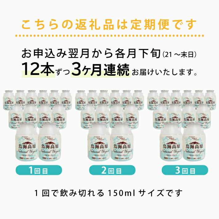 幸せなふたりに贈る結婚祝い 定期便 鳥海高原のむヨーグルト 加糖 150ml 12本 3ヶ月連続 合計36本 お申込み翌月下旬から3ヶ月連続お届け 冷蔵便 離島発送不可 山形県 酒田市 濃厚 ヨーグルト 飲むヨーグルト Iskisita Com Br