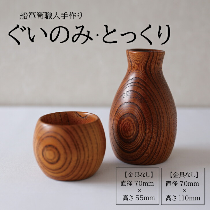 【ふるさと納税】酒器 ぐいのみ・徳利書き割り 各1個 酒田船洋服箪笥 欅 木製 手作り けやき とっくり 北前船 加藤大工仕事