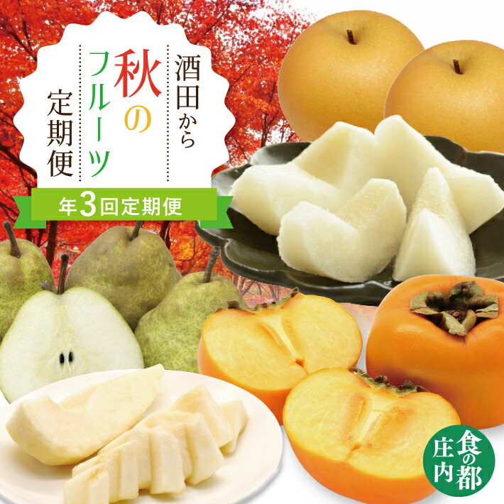 【ふるさと納税】≪3回定期便≫ 酒田から秋のフルーツ定期便2025 8月下旬～10月中旬：刈屋梨 10月中旬～11月中旬：庄内柿 11月上旬～12月中旬：ラ・フランス ※着日指定不可 定期便 頒布会 果物 くだもの フルーツ なし ナシ かき カキ 種無し 東北 山形県 酒田市 庄内 秋 旬