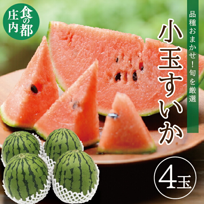 【ふるさと納税】庄内産 小玉スイカ 4玉 約6kg 6月中旬～7月上旬頃お届け ※着日指定不可 スイカ すいか 西瓜 赤 夏 果物 フルーツ くだもの 旬 東北 山形県 酒田市 庄内
