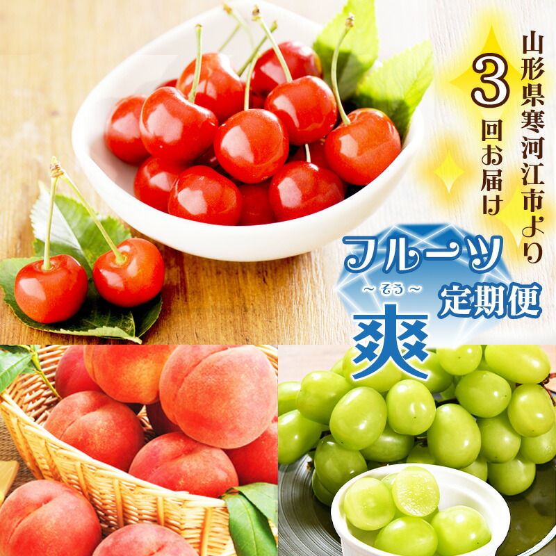【ふるさと納税】《受付終了間近！》3回定期便 山形県産 「フルーツ 定期便 爽（そう）」 【2025年6月上旬頃から発送開始予定】 2025年産／ 果物 さくらんぼ 佐藤錦 白 桃 ぶどう シャイン マスカット 人気 お取り寄せ 秀 希少 果実 国産 東北 山形 限定
