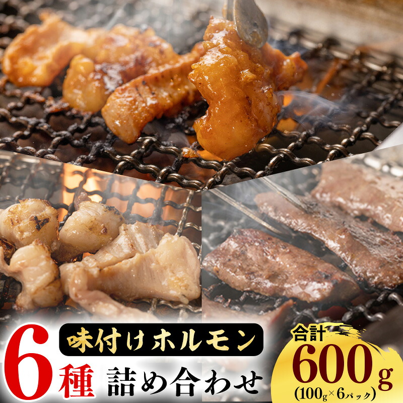 【ふるさと納税】2種 のタレ 食べ比べ タレ漬 国産 牛 ホルモン 600g(100g&times;6種類) 味噌ダレ 塩ダレ 鮮度抜群！新鮮ホルモン！ 焼き肉 焼肉 バーベキュー BBQ ホルモン焼き 個包装｜山形県寒河江市