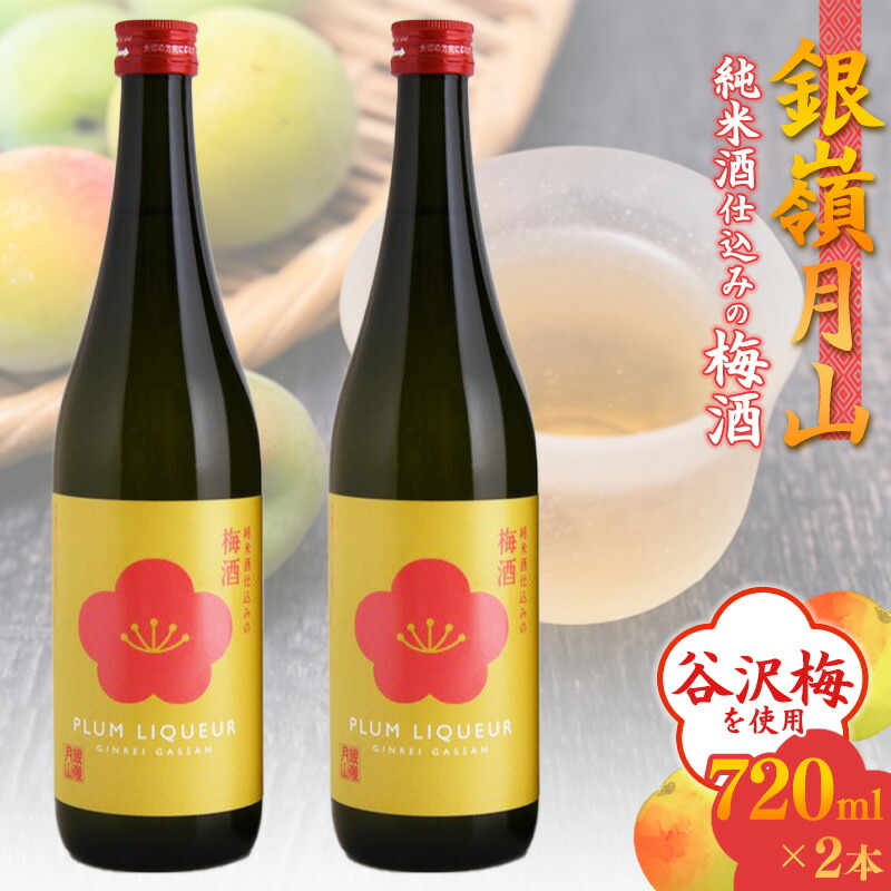 【ふるさと納税】銀嶺月山 純米酒仕込みの梅酒（720ml×2本セット） お取り寄せ リキュール お酒 地酒 日本酒 女子会 飲み会 ストレート ロック ソーダ割り 炭酸割り お湯割り カクテル 支援 応援 美味しい 果実酒 アルコール 土産 貴重 国産 東北 山形 国産 月山酒造