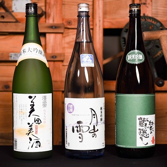 【ふるさと納税】純米大吟醸 ・ 純米吟醸 一升瓶3本セット（1,800ml&times;3本） 【 お取り寄せ ご当地 特産 土産 地酒 日本酒 山形 晩酌 家飲み おうち時間 米 酒 蔵 詰め合わせ 詰合せ 飲みくらべ セット 千代寿虎屋 月山酒造 銀嶺月山 古澤酒造 澤正宗 東北 山形県 】｜山形県寒河江市