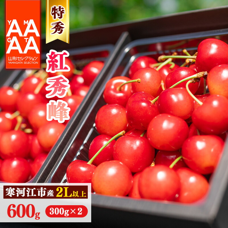 【ふるさと納税】山形県産 さくらんぼ「 紅秀峰 」特秀品 600g(300g×2パック) 2L以上 【2026年6月中旬頃～7月上旬頃発送予定】 ※配送不可 沖縄・離島 フルーツ 果物 果実 特産 産地 直送 贈答 東北 300グラム 600グラム 2026年産 令和8年産 山形県産