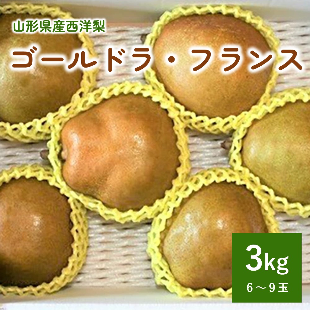 【ふるさと納税】西洋梨 (ゴールドラ・フランス) 3kg 6～9玉 秀品 山形県 上山市 0011-2508