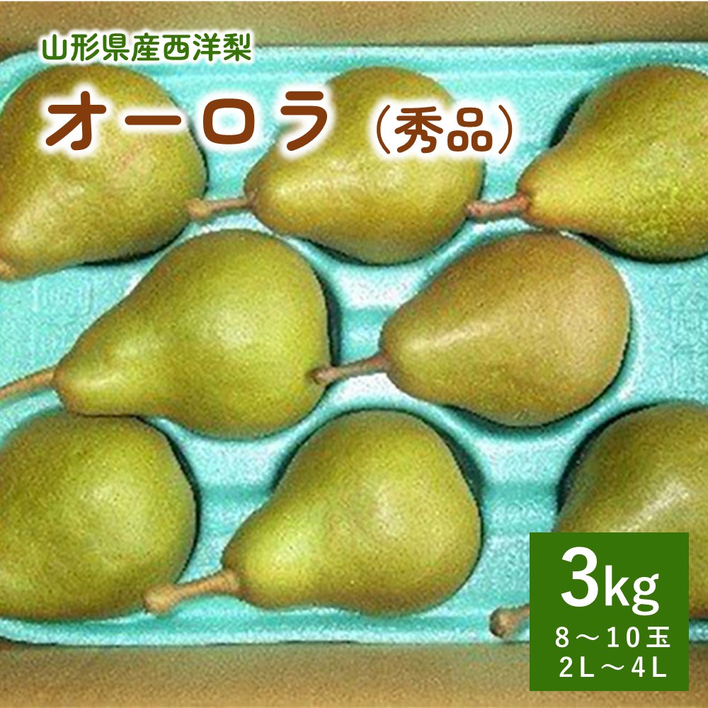 【ふるさと納税】 西洋梨 ( オーロラ ) 3kg 秀品 10～8玉 2L～4L サイズ 果物 フルーツ 洋梨 お取り寄せ 産地直送 送料無料 山形県 上山市 0025-2504