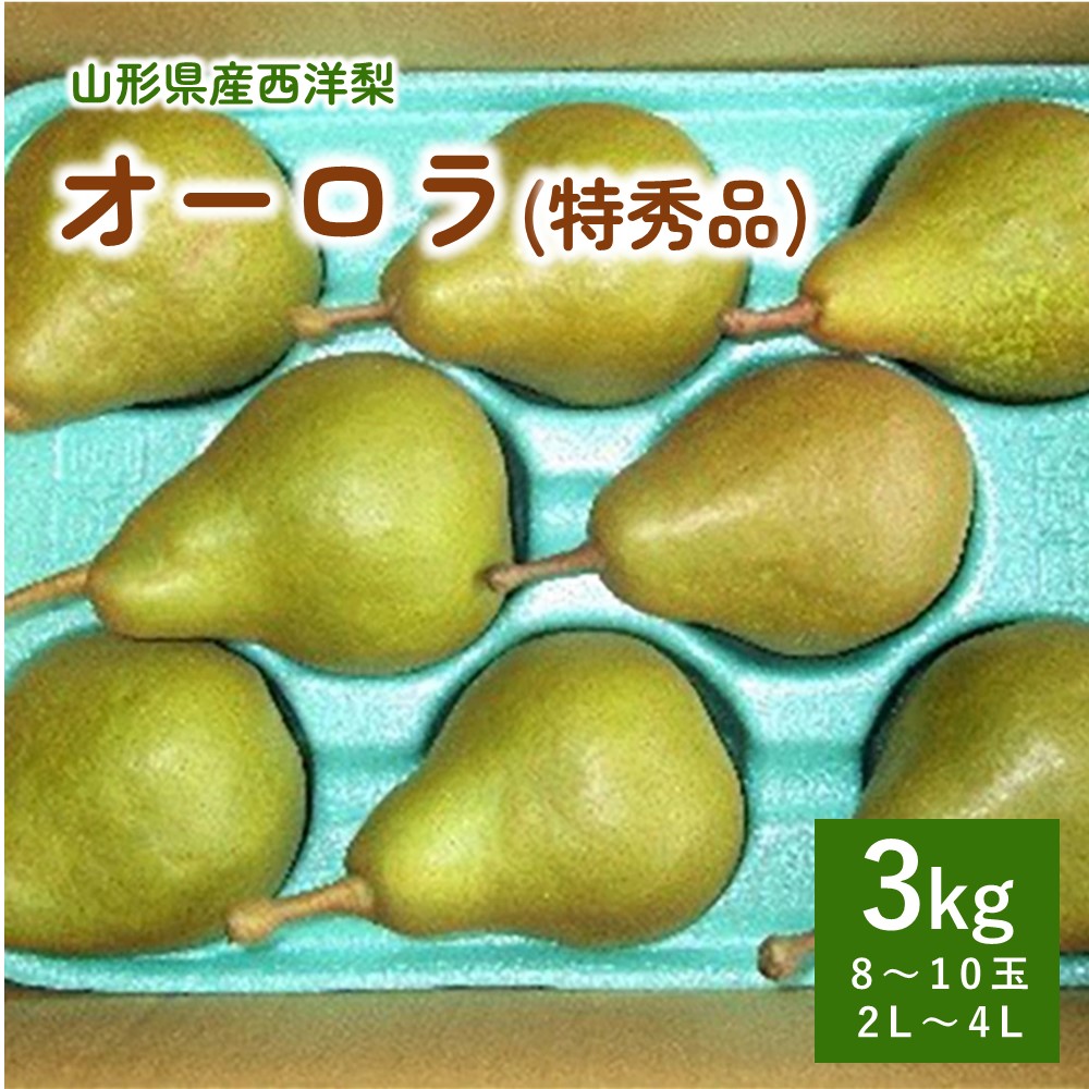 【ふるさと納税】 西洋梨 ( オーロラ ) 3kg 特秀品 10～8玉 2L～4L サイズ 果物 フルーツ 洋梨 お取り寄せ 産地直送 送料無料 山形県 上山市 0025-2505