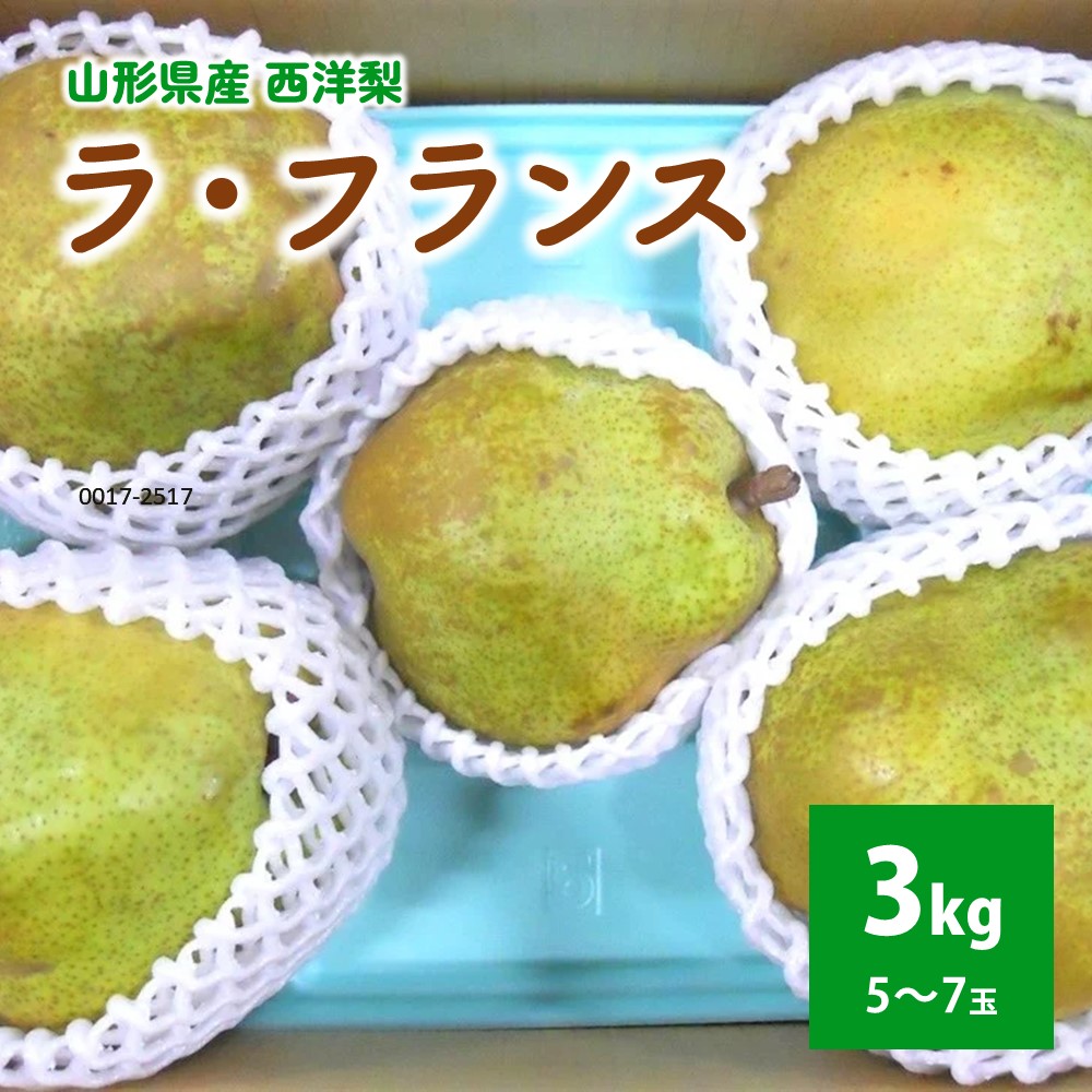 【ふるさと納税】 西洋梨 ( ラ・フランス ) 3kg 大玉 ご家庭用 フルーツ 果物 お取り寄せ 送料無料 山形県 上山市 0017-2517