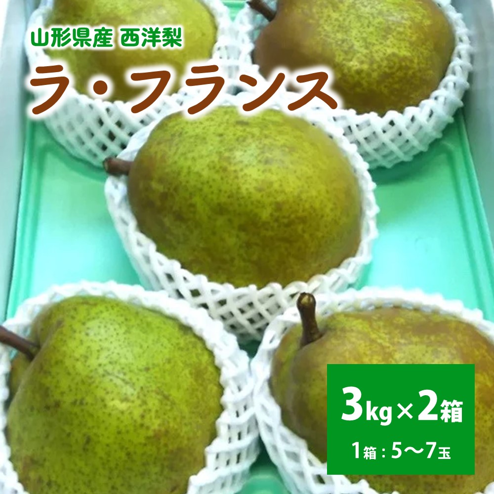 【ふるさと納税】西洋梨 (ラ・フランス) 3kg × 2箱 大玉 7L～5L サイズ 秀品 フルーツ 果物 お取り寄せ 送料無料 山形県 上山市 0017-2521