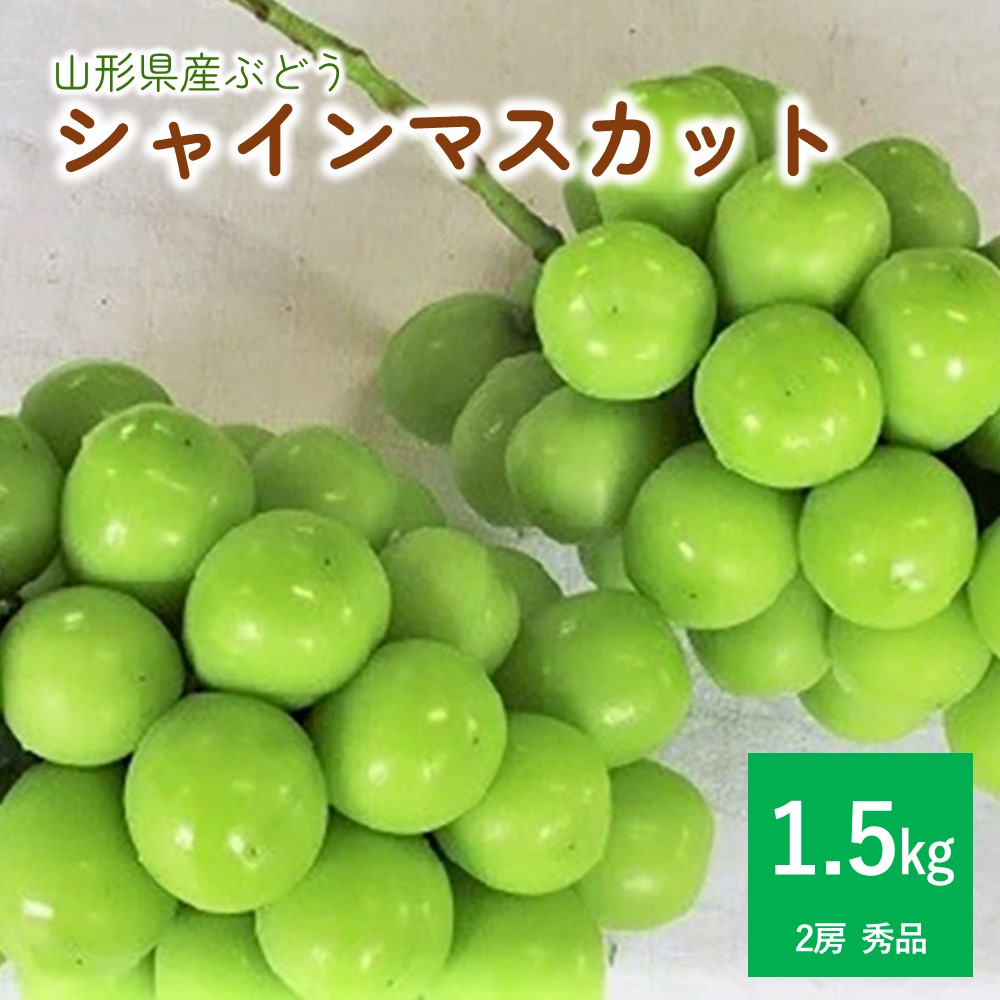 【ふるさと納税】 ぶどう シャインマスカット 2房 合計1.5kg以上 秀品 以上 果物 フルーツ お取り寄せ 産地直送 送料無料 山形県 上山市 0025-2507