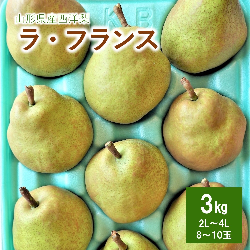 【ふるさと納税】 西洋梨 ラ・フランス 3kg 秀品 10～8玉 2L～4L サイズ 果物 フルーツ 洋梨 お取り寄せ 産地直送 送料無料 山形県 上山市 0025-2513