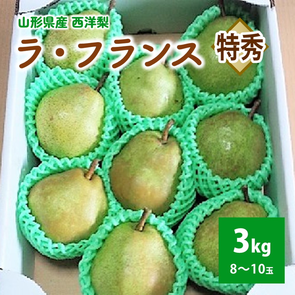 【ふるさと納税】西洋梨（ラ・フランス）3kg 8～10玉 特秀品 フルーツ 果物 山形県 上山市 0042-2505