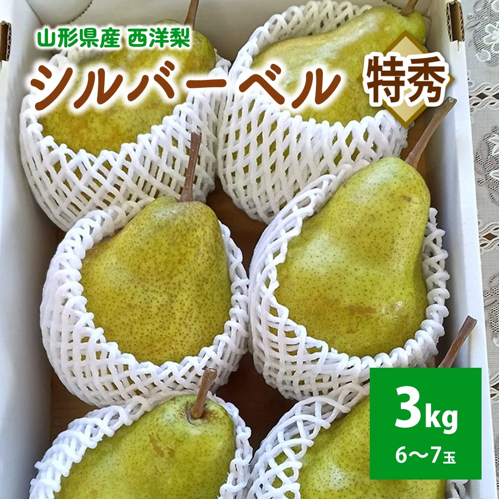 【ふるさと納税】西洋梨（シルバーベル）3kg 6～7玉 特秀品 山形県 上山市 0042-2508